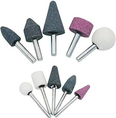 apex ecomm 10pcs Mounted Stone Point Abrasive Grinding Wheels Bit Set This Mounted Stones Set comprises 5 miniature grinding wheels, Rotary Bit Set(10 Bits)