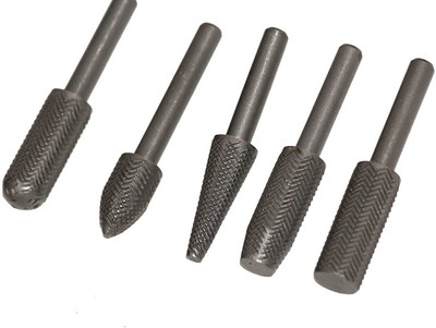 uptodatetools 5pcs Steel Rotary Rasp File Woodworking Tool Electric Drill Craft Grinding Burrs Rotary Bit Set(5 Bits)