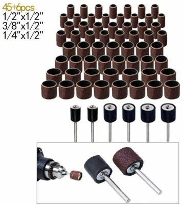 A&S TOOLSHOP 51 Pcs/Set Sanding Drum Rotary Tool Rubber Mandrel Bands Sleeves Kit 1/8 Shank Suitable for engraving, etching, grinding and polishing Rotary Bit Set(51 Bits)