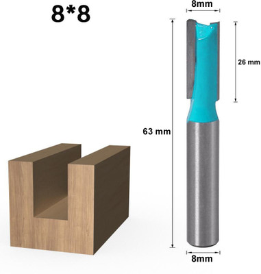 Mass Pro Superior Quality 8mm Shank Double Blade Wood Working Straight Router Bit 63.5 x 8 Rotary Bit Set(1 Bits)