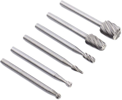 uptodatetools 6pcs/set Cutting Tool High Speed Steel Burr Rotary File Set Wood Carving Rasps For Dremel Shank Burs Tools Rotary Burr Set Rotary Bit Set(6 Bits)