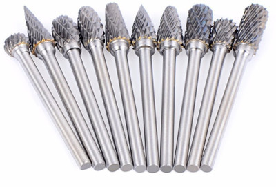 Digital Craft 10Pc Carbide Rotary Burr Files Set CNC Engraving Bit CED 5mm Carbide Boring Drills Die Grinder Carving Router Bit Shank Size 3mm New Rotary Bit Set(10 Bits)
