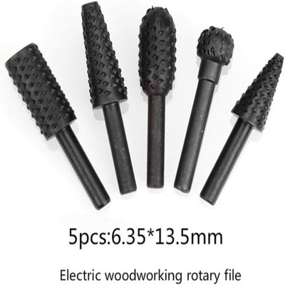 SHUANG YOU Drill Bits Set Wood Carving File Rasp Drill Bit of 5 Pcs, 5pc Sada Rotary Bit Set(5 Bits)