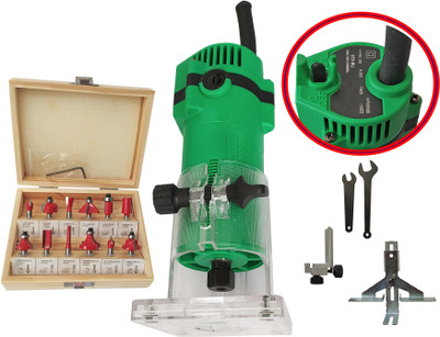Inditrust 530W Electric Trimmer Machine 6.35mm with12 Router bit 6.35mm for Wood working Rotary Tool(6.35 mm)