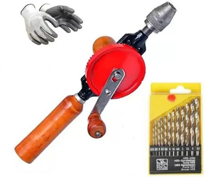 NSK TOOLS with 13 Pieces HSS Drill Bit Set And Safety Gloves Hand Drill Machine 1/4 inch Rotary Tool(10 mm)