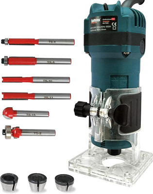 Ballorex KS-T036 550W 30000 RPM Heavy Duty Professional Wood Trimmer/Router machine with 6-Pcs Different Shaped 6.35 mm Router Bit Set, 6mm, 8mm and 6.35mm Collets Rotary Tool(6.35 mm)