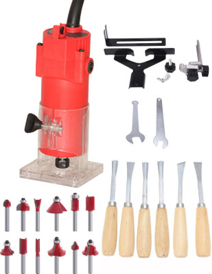 Digital Craft 30000 RPM Woodworking Electric Trimmer Machine,6Pc Wood Carving Set,12Pc Router Bits Set,, Rotary Tool(6.35 mm)