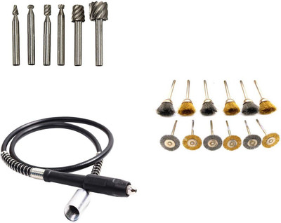 Digital Craft 6Pc HSS Rotary Burs Set,Die Grinder Shaft,12Pc Wire Brush Set, Rotary Tool(3 mm)