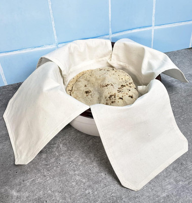 JK ENTERPRISE Double Layer Roti Clothes Wrap with Flaps Muslin Cloth Solid Roti Square Flap Cover(WHITE, 1)