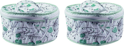 survi Chappati Box Floral Print Roti Round Flap Cover(Green, 2)
