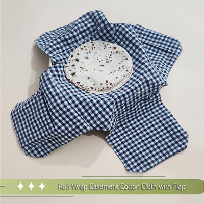 Aarnikawrap Roti Clothes Wrap with Flaps Casement Cotton Cloth Solid Roti Square Flap Cover(Multicheck, 1)