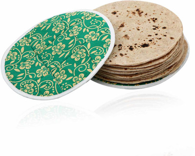 KUBER INDUSTRIES Cotton 2 Pieces Roti Cover/Chapati Cover/Roti Rumals (Green)1 Piece Top & 1 Piece Bottom-CTKTC32559 Self Design Roti Round Flap Cover(Green, 2)