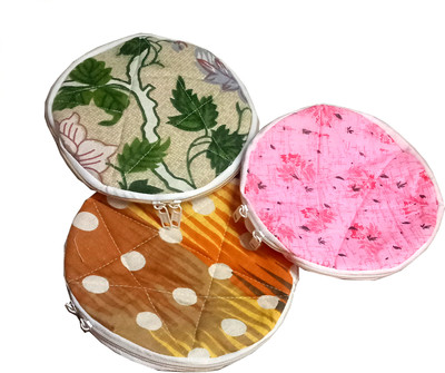 LEAFNEST Zip Roti Cover Printed Roti Round Flap Cover(Multicolor, 3)