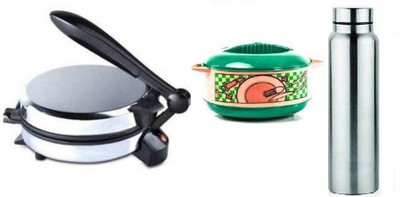 OTC Combo Of Casserole And Steel Water Bottle Multicolor Roti Maker Roti and Khakra Maker