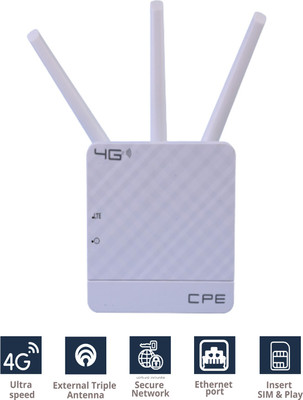 GONINE 4G CPE 300Mbps,WiFi 4G Sim Router Insert Sim and Play with Micro SIM Card Slot 300 Mbps 4G Router (White, Dual Band)