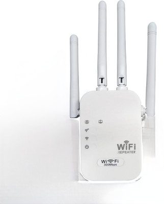 MARS Wireless Range Extender, Broadband/Wi-Fi Extender, Wi-Fi Hotspot with 4 antenna WiFi Range Extender 2.4 GHz 300 Mbps Wifi Speed Single Band External Antenna Access Point Mode, Both (Ethernet and ADSL)(White)