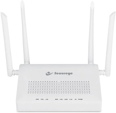 SECUREYE – S-XPON-2010-WDONTA WiFi Xpon Ont (Data + Voice + Wi-Fi) Dual Band 1200 Mbps Wireless Router (White, Dual Band)