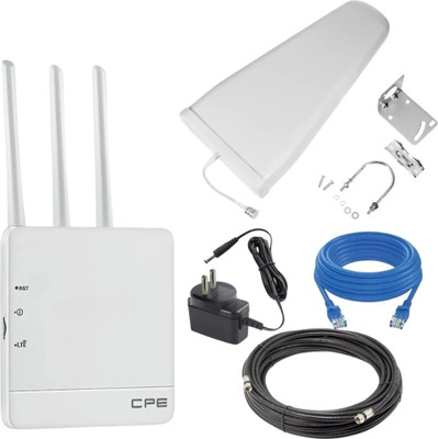 Telehatch 4G/3G High Speed INTERNET WiFi Router with Outdoor Antenna 4G Router 2.4 GHz 300 Mbps Wifi Speed Tri Band External Antenna MiFi (Sim Based)(White)