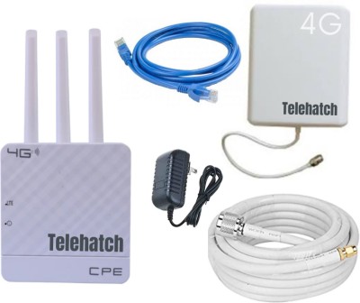 Telehatch 4G WiFi Router with Outdoor Antenna with 10M Signal Cable 300 Mbps 4G Router(White, Tri Band)