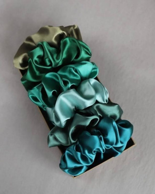 Gixer Luxury Satin Scrunchies Gift for Women and Girls Random colour Scrunchies Rubber Band(Pack of 6)