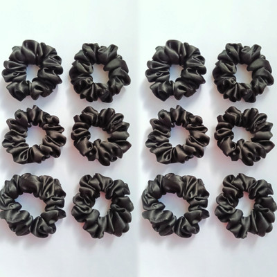 NITYA COLLECTION Satin Scrunchies For Women Easily Wraps 2-3x Around Hair Scrunchies Rubber Band(Pack of 12)