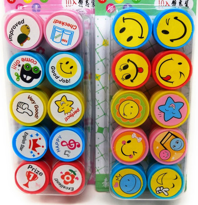 Sloies Best Words Stampers DIY Cute Self-Ink Rubber Seal Stamps for Kids Motivation Rubber Stamp(pack of 20)(Standard, Red)