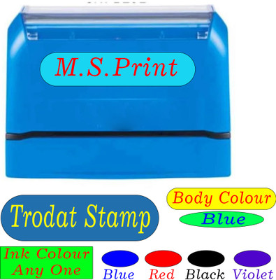 MSPRINT TRODAT_BLUE BODY_49x22mm_FLASHY 6903 refillable Self-Ink Stamp(Medium ( 49x12 mm ), With Violet ink, Blue ink, Red ink, Black ink)