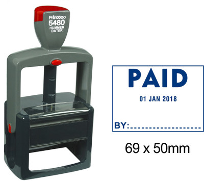 Printtoo Office Stationery Heavy Duty Stamp with Paid by Text Self Inking Rubber Stamp Self-inking Stamp(Large, Blue)