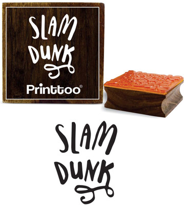 Printtoo Slam Dunk Word Design Square Wooden Rubber Stamp Block-2 x 2 Inches Rubber Stamp(Small, NA)