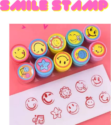 Extraposh 10pcs Smile Emoji Cartoon Self Inking Stamps stamp(2 cm, random)