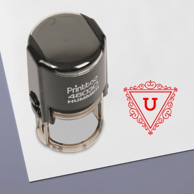 Printtoo U Alphabet Swirl Border Triangle Initial Self Inking Rubber Office Stamp Self-inking Stamp(Medium, Red)