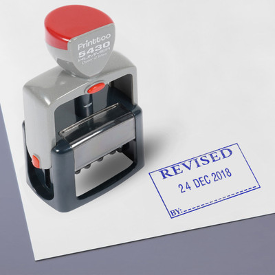 Printtoo Revised by Text and Sign Space Heavy Duty Dater Stamp Self Inking Rubber Stamp Self-inking Stamp(Medium, Blue)