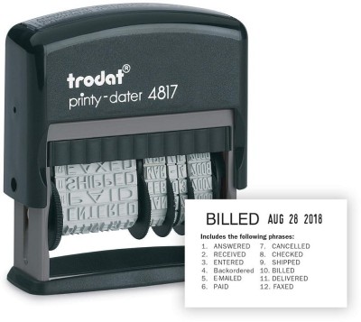 Ochitya Trodat Printy 4817 Self-inking Economy 12-Message and Date Stamp SELF INK(3.8MM, BLUE)