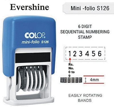 Evershine S126 Self Ink 6 digit Numbering Stamp Rectangle(4mm, Blue)