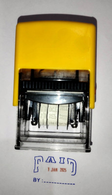 madhufashain Self inking Paid with Red Rolling Date Rubber stamp(Large, Blue)