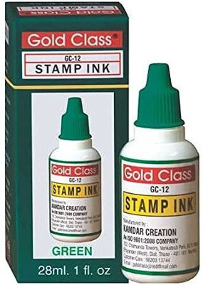 GoldClass Stamp Ink for Self Ink and Reinking for All Stampads(28ml)(Green) RUBBER STAMPS green(0, green)