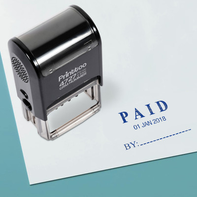 Printtoo Dater Stamp Self Inking with Paid by Text Office Stationery Date Rubber Stamp Self-inking Stamp(Large, Blue)