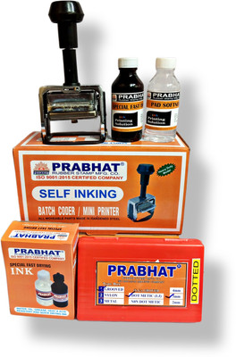 Prabhat Rubber Stamp Mfg. Co. Prabhat Batch MRP Coding Machine Label Stamping Machine Manual(23x13x10, Black)