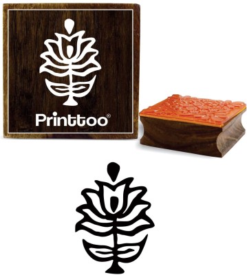 Printtoo Floral Pattern Craft Textile Print Square Wooden Rubber Stamp Brown Block Rubber Stamp(Small, NA)