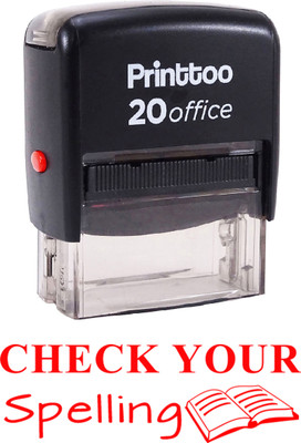 Printtoo Check Your Spelling Self Inking Rubber Stamp Office Stationary Stamp Self-inking Stamp(Medium, Red)
