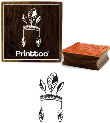 Printtoo Scrap-Booking Tribal Headdress Design Square Wooden Rubber Stamp Block Rubber Stamp(Small, NA)