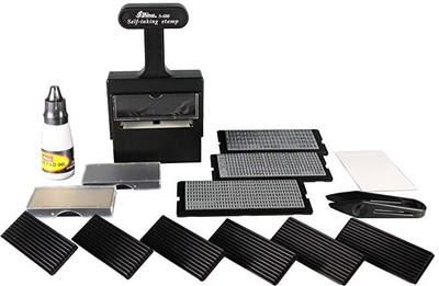 SHINY Rubber Stamp Self-Inking Printing Kit Self Making S-600 MRP Exp Bach All(3mm 4mm 5mm Free, Black)
