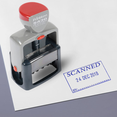 Printtoo Self Inking Heavy Duty Dater Stamp with Scanned by Text Date Rubber Stamp Self-inking Stamp(Medium, Blue)