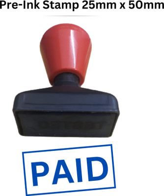 Monotech Enterprises Pre-Ink Stamp With Message Paid | Paid Stamp Message for Shop & Offices (Blue) Message Stamp(Small, Blue)