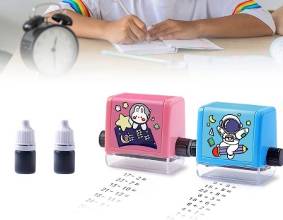 Lakecare Math Stamp Roller Digital Teaching Stamp, Math Practice Number (Add & Subtract) Math Stamp Roller(Free Size, Black)