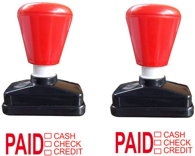 PrintX Paid Stamp cash cheque credit marking red combo SELF INK RUBBER STAMP pack of 2(Medium, RED)