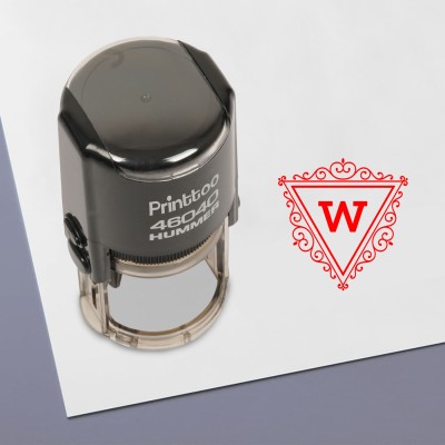 Printtoo W Alphabet Initial Triangle Office Stationary R-40 Self Inking Rubber Stamp Self-inking Stamp(Medium, Red)