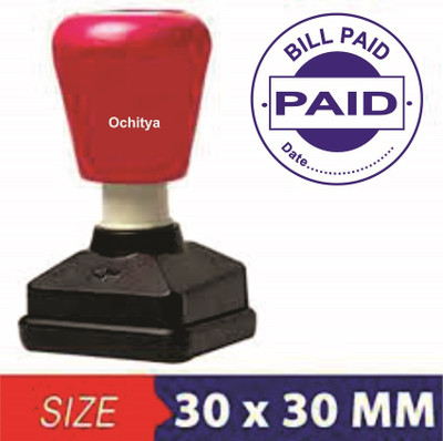 Ochitya Pre ink 30x30mm BILLPAID Stamp(30mm, blue)