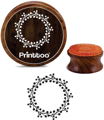 Printtoo Flower Wreath Round Wooden Rubber Stamp Diary Cards Scrap-Booking Block-2 Inch Rubber Stamp(Small, NA)