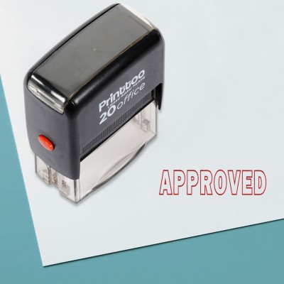 Printtoo Stamp Self Inking Approved Rubber Stamp Office Stationary Self-inking Stamp(Medium, Red)